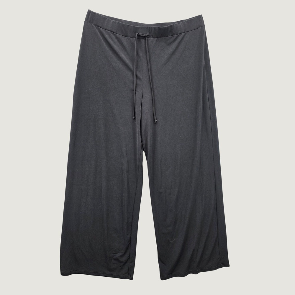 Style & Co Black Wide Leg Pants XL Drawstring Elastic Waist Stretch Knit Trouser